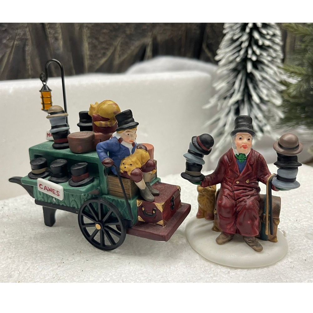 Dept 56 Heritage Village CHELSEA MARKET HAT MONGER & CART 58392 Dickens